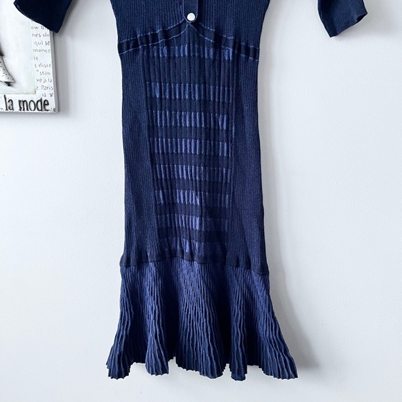 Karen Millen Cocktail Ribbed Knit Stretch Sheath Fitted Dress Size 3 US M - Picture 5 of 9